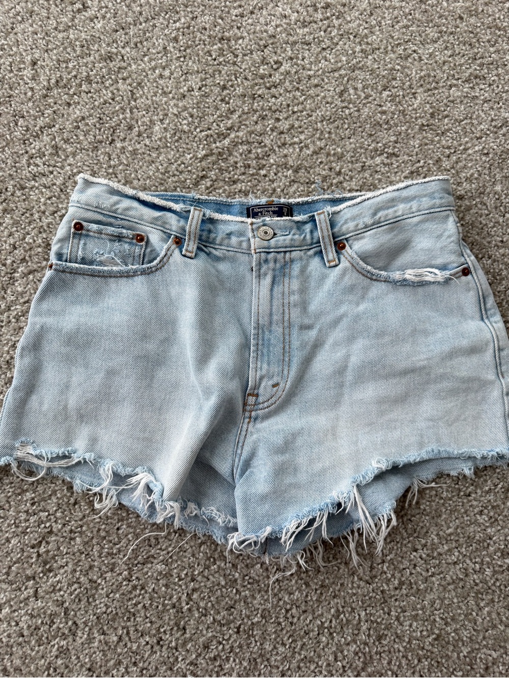 Abercrombie & Fitch Light Blue Distressed Denim Shorts